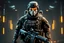 Placeholder: Ghost Soldier with skull mask in 8k realistic cgi drawing style, call of duty them, close picture, neon, intricate details, highly detailed, high details, detailed portrait, masterpiece,ultra detailed, ultra quality