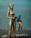 Placeholder: Statue of Queen of photography holding camera in hands. Cute blonde woman. Photographer in golden crown. Standing on the street. Big camera in her hand. hyperdetailed, photorealistic, trending on artstation, greg rutkowski, beksinski, kodachrome, volumetric lighting, gold and cyan