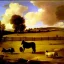 Placeholder: shetland pony, fence, field, oil painting, by Nicolas Poussin