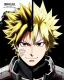 Placeholder: Detailed anime portrait of bakugo from my hero academia, gold hair and golden eyes, black suit, intricate details, full body portrait, keep head in frame, slight smile, black Japanese motif, concept art, highly detailed, digital painting, concept art, sharp focus, illustration, art by Yoji Shinkawa, WLOP and greg rutkowski and alphonse mucha and artgerm and yanjun Chen and Junji ito and Makoto Shinkai, HDR, octane render