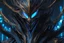 Placeholder: Huge symbiote in 8k fantasy drawing, shaco model, Halloween theme, neon blue lights, Chaos sea, intricate details, highly detailed, high details, detailed portrait, masterpiece,ultra detailed, ultra quality