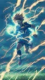 Placeholder: anime soccer player running covered in lightning