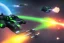 Placeholder: spaceship battle, explosions, lasers, green lasers, explosions painting