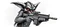 Placeholder: air brush 3d with pen outline, mongrel goblin gremlin holding uzi, charcoal border
