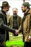 Placeholder: Walter White and Jesse Pink in the AMC walking dead universe shaking hands with rick grimes and Daryl Dixon.