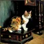 Placeholder: Portrait of a cat by Van Gogh