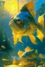 Placeholder: cartoon Lagging fish with pixels, , digital art, beautiful, golden hour, sharp focus, ultra detailed, astral, magic, surreal, by Andon Harav, Ivan Shishkin, John Berkey, masterpiece, award winning painting, renowned artists,