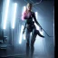 Placeholder: Actress, young Katheryn Winnick, replicant woman, blade runner style, rain, fog, neon ambient, gradient, clean skin, circuits, plastic coat, cyber punk, neon, tubes, portrait, studio photo, unreal engine 5, smooth color, 16 bit, god lights, ray tracing, RTX, lumen lighting, ultra deatail, volumetric lighting, 3d, finely drawn, hd.