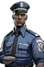 Placeholder: Draw me a black-skinned, young GTA character who is policeman officer. He should have a GTA mark, he should be tall,