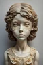 Placeholder: portrait of girl, 3D resin, Skin made from vintage elements