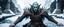 Placeholder: close up on psionic ancient half elf in threatening pose on ice stone bridge
