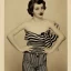 Placeholder: Beautiful Ziegfeld Girl with short hair on striped pants