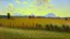 Placeholder: Sunny day, Distant mountains, field fence, alfred sisley impressionism painting