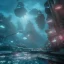 Placeholder: sunken underwater futuristic city , fish swimming around, highly detailed, cinematic, ultra photorealistic, ultra realistic, volumetric lighting