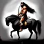 Placeholder: ultra detailed portrait of Conan the barbarian Riding a black horse, wearing armor and Sword, extremely detailed digital painting, extremely detailed face, in the style of robert e howard and Simon Bisley and Ashley Wood, mystical colors, rim light, beautiful lighting, 8k, stunning scene, raytracing,perfectly centered image, perfect composition