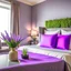 Placeholder: Concept of lavender flower in a hotel bedroom, modern classic style, lavender colors