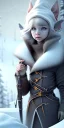 Placeholder: Tiny cute and adorable elven adventurer with small pointy ears dressed in a warm overcoat with survival gear on a winters day, Cedric Peyravernay Art, anthropomorphic --ar 2:3 --beta --upbeta --upbeta