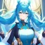 Placeholder: Clear focus, high resolution, cyan pigtails long fluffy hair, cyan eyes, wearing a Hastune Miku outfit