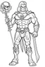 Placeholder: he-man, realistic, each unique, flat vector, full view, only draw lines, clean line art, –no sketch, white background, minimalistic black lines, minimal black color, coloring page, thin black line art, perfect shape, perfect clear lines,