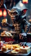 Placeholder: full body portrait of a vampire werewolf gremlin gargoyle monkey eating cheese doodles and the blood of fish on a viking ship, in the style of Giger,bokeh like f/0.8, tilt-shift lens 8k, high detail, smooth render, down-light, unreal engine, prize winning