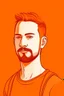 Placeholder: 2d Illustration of a 30 year old handsome man, front view, flat single color orange background