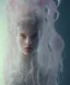 Placeholder: machine cover art arms plastic bag skin multiple studio lighting future bass girl unwrapped statue bust curls of hair petite lush front side view body unfolds photography mode curly jellyfish lips art contrast vibrant futuristic fabric skin jellyfish material metal veins style of jonathan zawada, thisset colours simple background objective