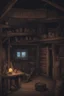 Placeholder: Dnd background, inside of a shack night time