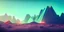 Placeholder: 3d rendering. Abstract futuristic neon background. Fantastic landscape with glowing geometric triangular frame and mountains