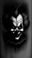 Placeholder: pencil drawing of clown, Spooky, scary, halloween, black paper