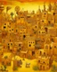 Placeholder: A yellowish orange colored town district with rock instruments designed in Navajo baskets painted by Max Ernst