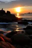 Placeholder: sirenas en las rocas en el atardecer de la isla Antemoesa