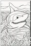 Placeholder: coloring page for kids, SHARK, thick outline, low details, no shading, no color