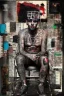 Placeholder: Ultra detailed medium portrait painting of a man, sitting on chair, jail clothes, tattoos, rough look mascara are smeared from crying, chaos dark background,torn up collage of photo clippings, broken circuitry background, matrix effects, punk visual art, punk art aesthetic, graffiti art, pop surrealism, collage art, cluttered paint glitches