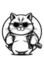 Placeholder: create a logo of cute fat tomcat with round sun glasses carrying two pistols in its hands. logo must be transparent with no colors