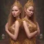 Placeholder: extremely detailed 8k wallpaper,complete and photo realistic detailed full body stunning photo realistic portrait of beautiful female twins 25 years old in dresses performing on stage with red curtain in backwith photo realistic fine and simple hairstyle, brown eyes, professional majestic photo realistic painting by Ed Blinkey, Greg Manchess, Antonio Moro, trending on ArtStation, Intricate, High Detail, Sharp focus, dramatic, by greg rutkowski, realism, beautiful and detailed lighting