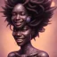 Placeholder: Portrait of black woman psychedelic, smiling, sango fantasy, fantasy magic, intricate, sharp focus, illustration, lot's of grain on the skin, tribal tatoos,highly detailed, digital painting, concept art, matte, masterpiece, one head, high key lighting, volumetric light high details psychedelic background