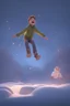 Placeholder: cartoon boy falling from sky on a snowy night, 3 d render, photorealistic, octane, 8 k, pixar - clip art by chris ware, beeple style, cg society contest winner, unreal engine, deviantart, ray tracing, global illumination