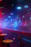 Placeholder: a few robots in a cyberpunk bar, digital art style. fantasy, volumetric lighting, particales,highly detailed wide shot, cinamatic, Zack Snyder stlye, colourful, w