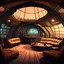 Placeholder: epic, anime style, high detail, no people, nobody, a fortified Luxurious lounge bar in underground post-atomic shelter no windows