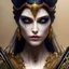 Placeholder: Corrupted priestess, beautiful face, walking, dark hair, yellow eyes with black sclera, tears, running makeup, leather, body tattoos, body piercings, dark fantasy, art by luis royo and greg rutkowski, portrait shot, concept art, insane detail, ray tracing, photorealism, 8k, octane render, frostbite, depth of field, backlight