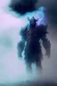 Placeholder: fog and smoke in a shape of a monsterous humanoid and a colour of a storm wearing a scalemail armor