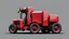 Placeholder: side of a modern closed cab tractor(red) with black wheels, digital illustration