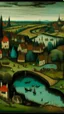 Placeholder: Blackish teal wetlands near a town painted by Pieter Bruegel the Elder