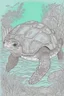 Placeholder: coloring book page of a magical turtle, monochrome, black and white, sharp, sketch drawing