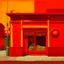 Placeholder: An orangish red spicy noodle restaurant painted by Mark Rothko