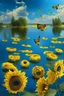 Placeholder: lake of sunflowers in the island of cheese and butterfly