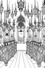 Placeholder: A vampire's lair with coffins, candles, and bats hanging from the ceiling.. Outline, sketch style, only use outline, mandala style, clean line art, white background, no shadows, no clear wall, coloring page.