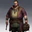 Placeholder: fantasy dnd commoner male 40 years old merchant large overweight dirty from travelling the road