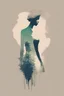 Placeholder: A minimalist, t-shirt design with a vintage twist, featuring a sleek and stylized unclad woman's body silhouette against a faded, women's body is a painting about nature, awesome, bright.