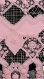 Placeholder: Barbie's outfit: japan 2024. Barbie's outfit: Mist Pink-Black Abstract Embroidered Crochet Lace Fabric